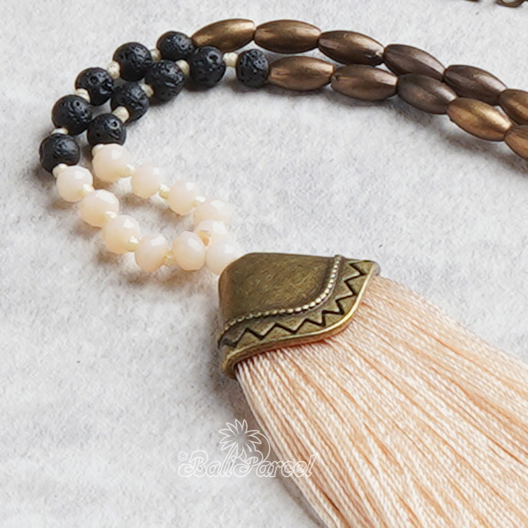 Crystal Beads With Tassel Necklace