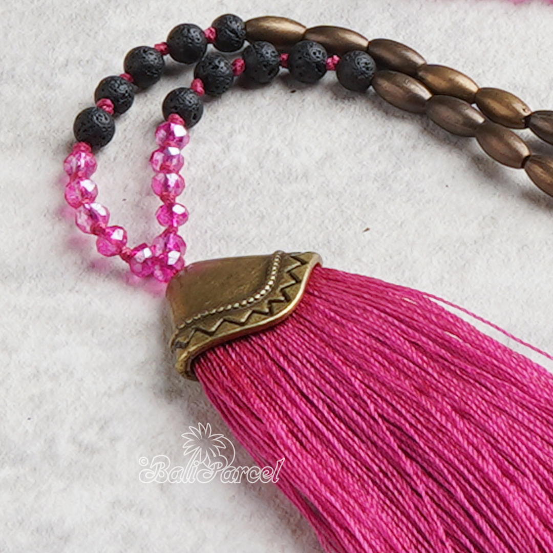 Crystal Beads With Tassel Necklace