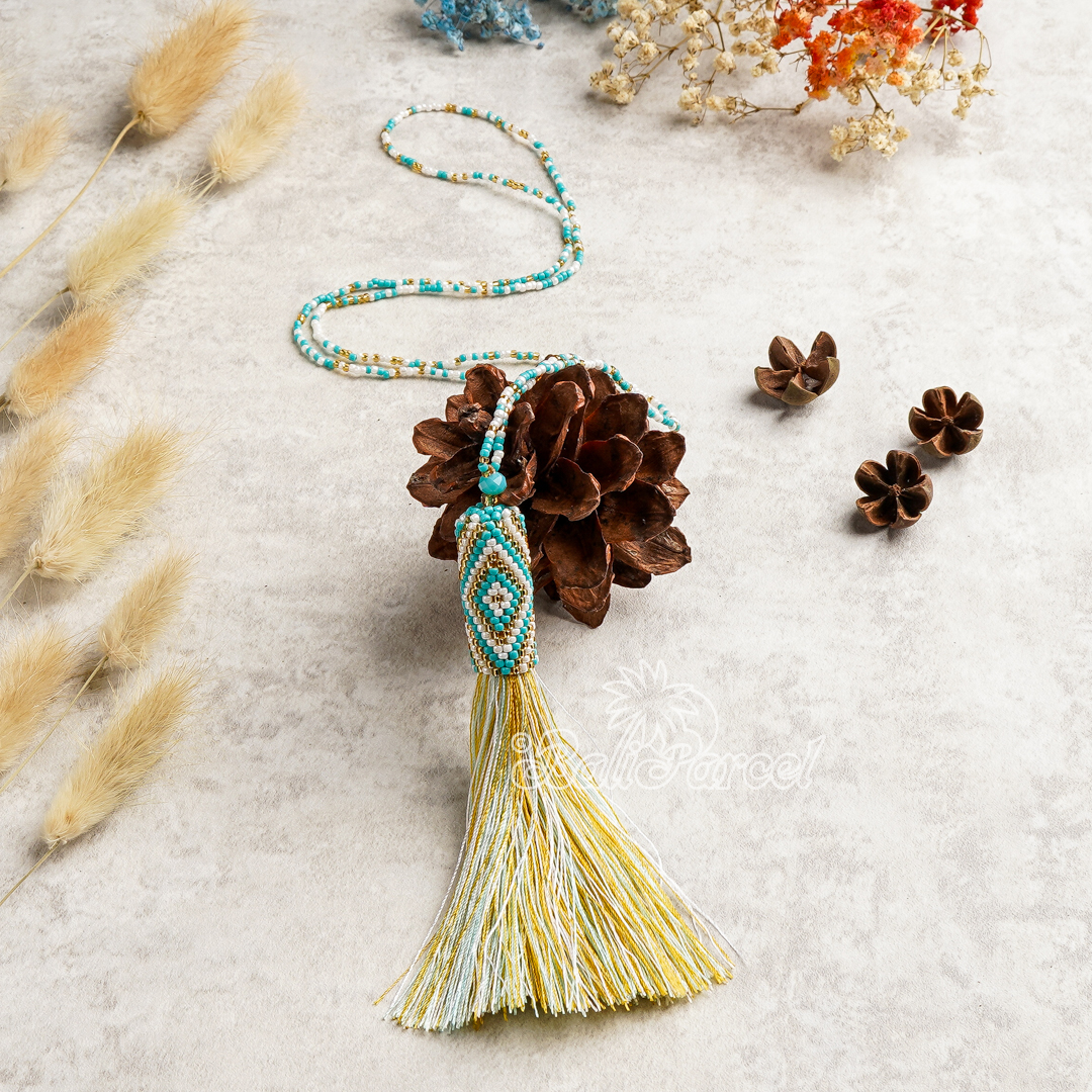 Japanese Beads With Tassel Necklace