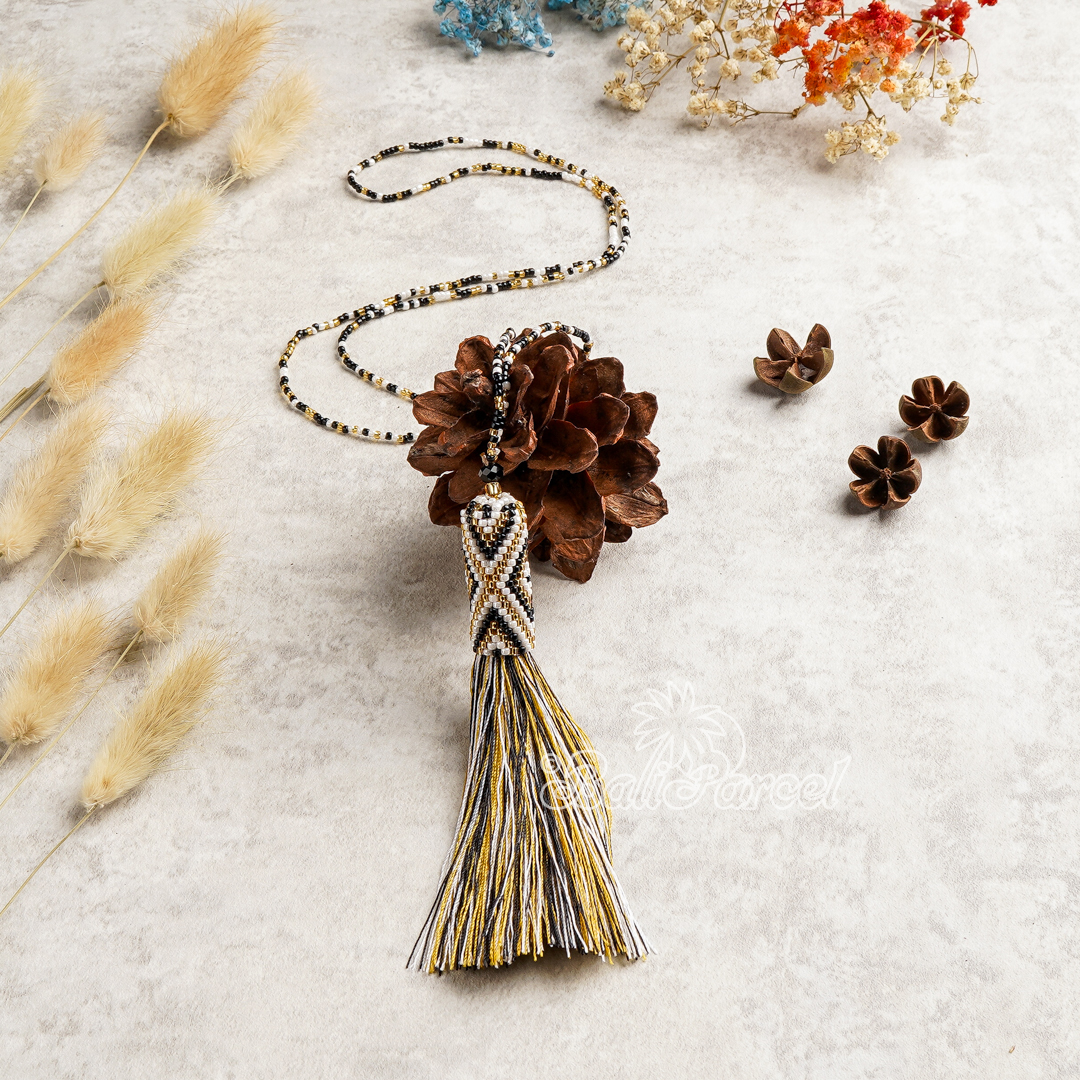 Japanese Beads With Tassel Necklace