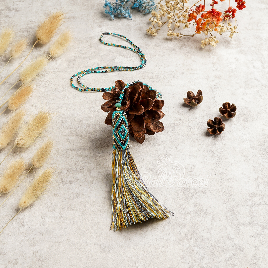 Japanese Beads With Tassel Necklace