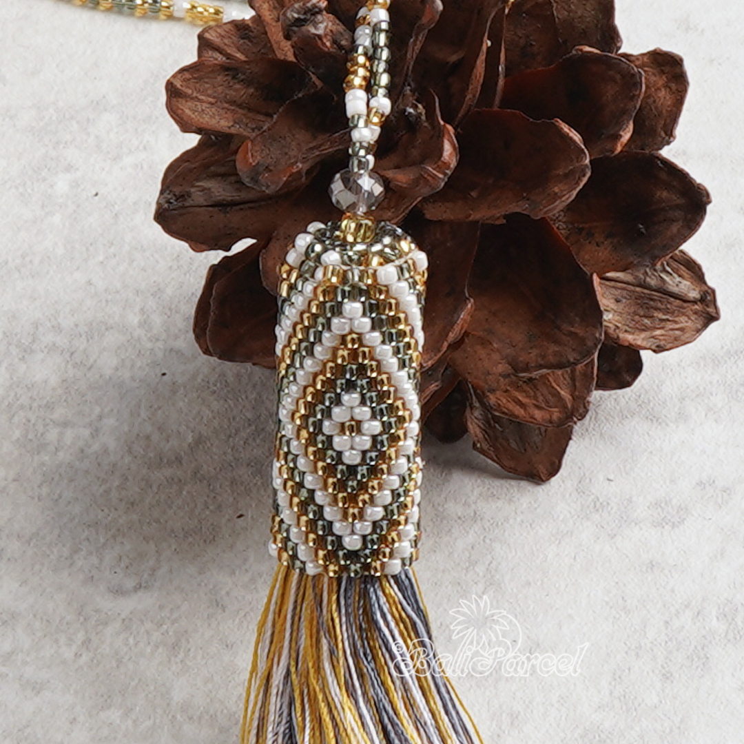 Japanese Beads With Tassel Necklace