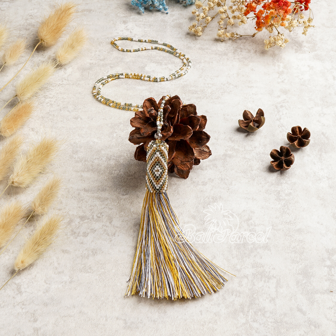 Japanese Beads With Tassel Necklace
