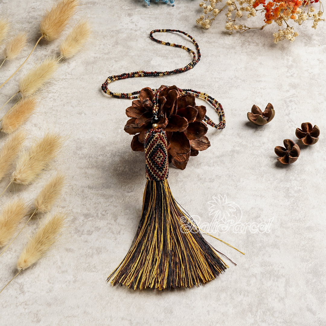 Japanese Beads With Tassel Necklace