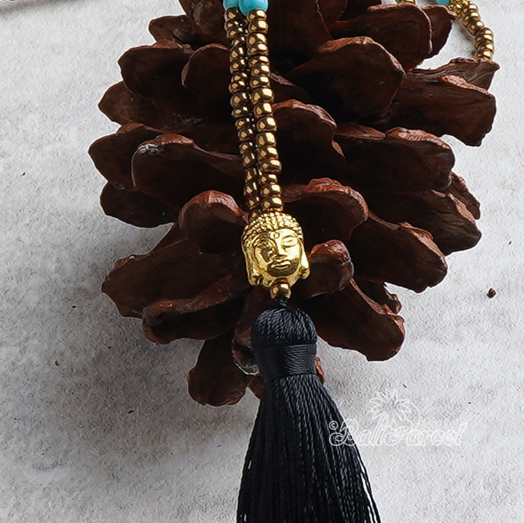 Buddha Beads With Tassel Necklace