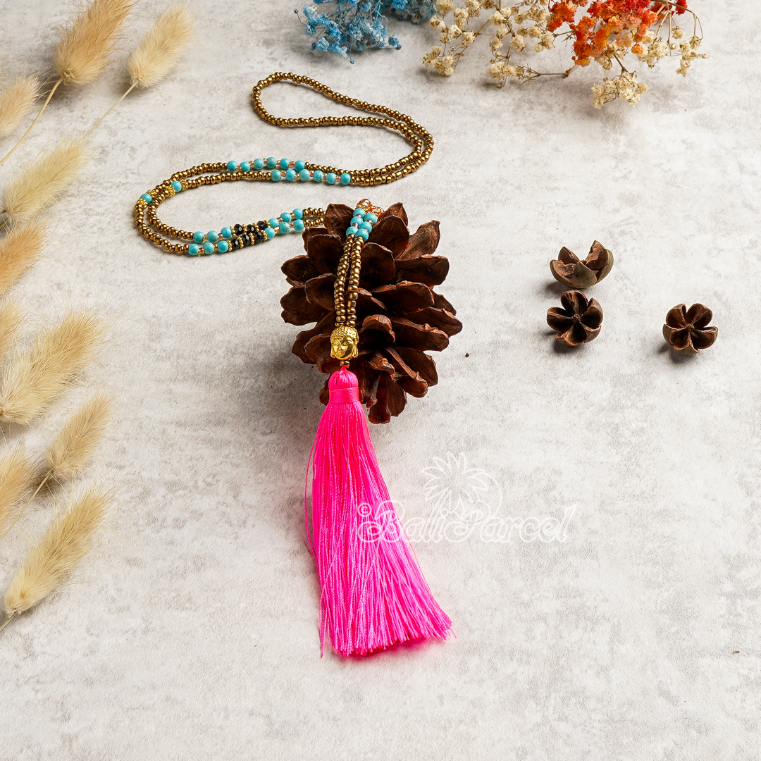 Buddha Beads With Tassel Necklace