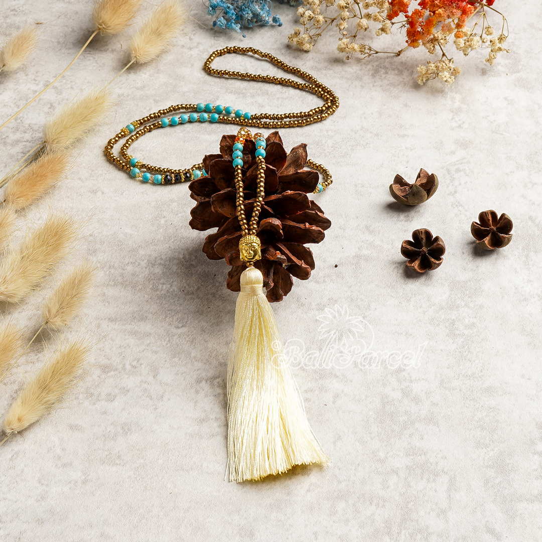 Buddha Beads With Tassel Necklace