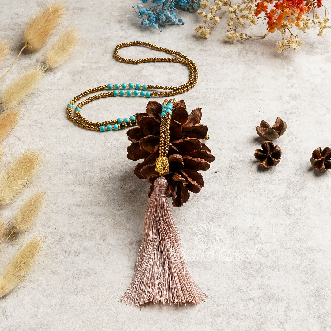 Buddha Beads With Tassel Necklace