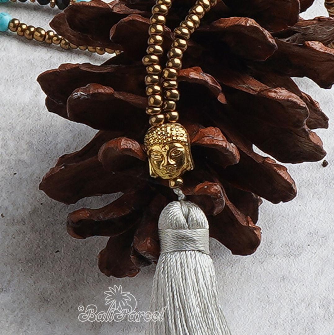 Buddha Beads With Tassel Necklace