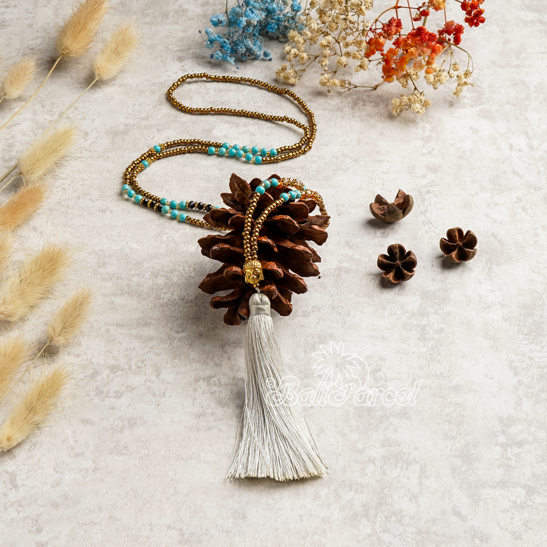 Buddha Beads With Tassel Necklace