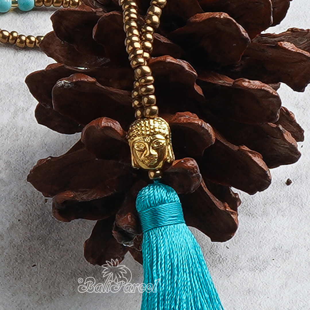 Buddha Beads With Tassel Necklace