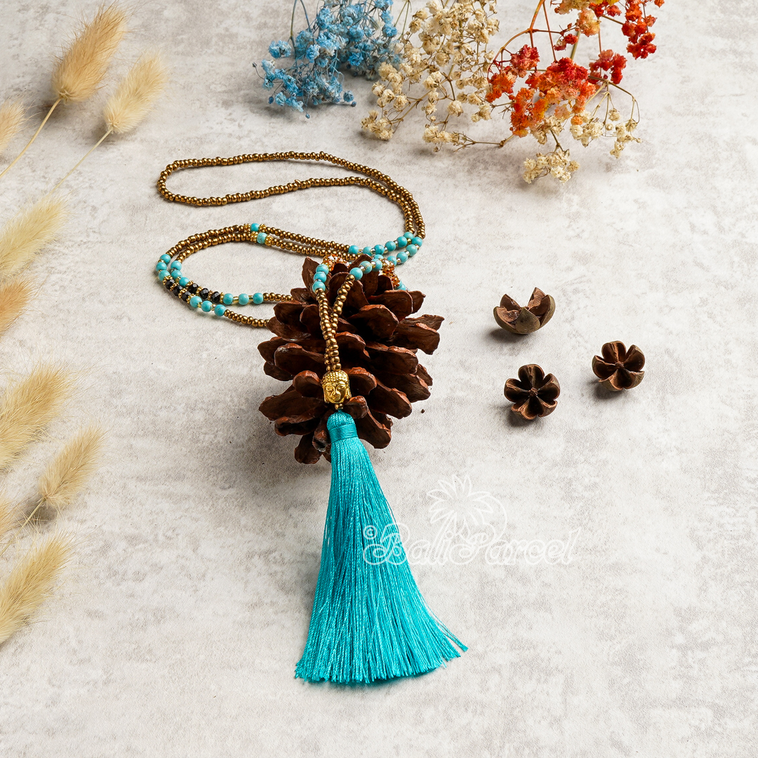 Buddha Beads With Tassel Necklace