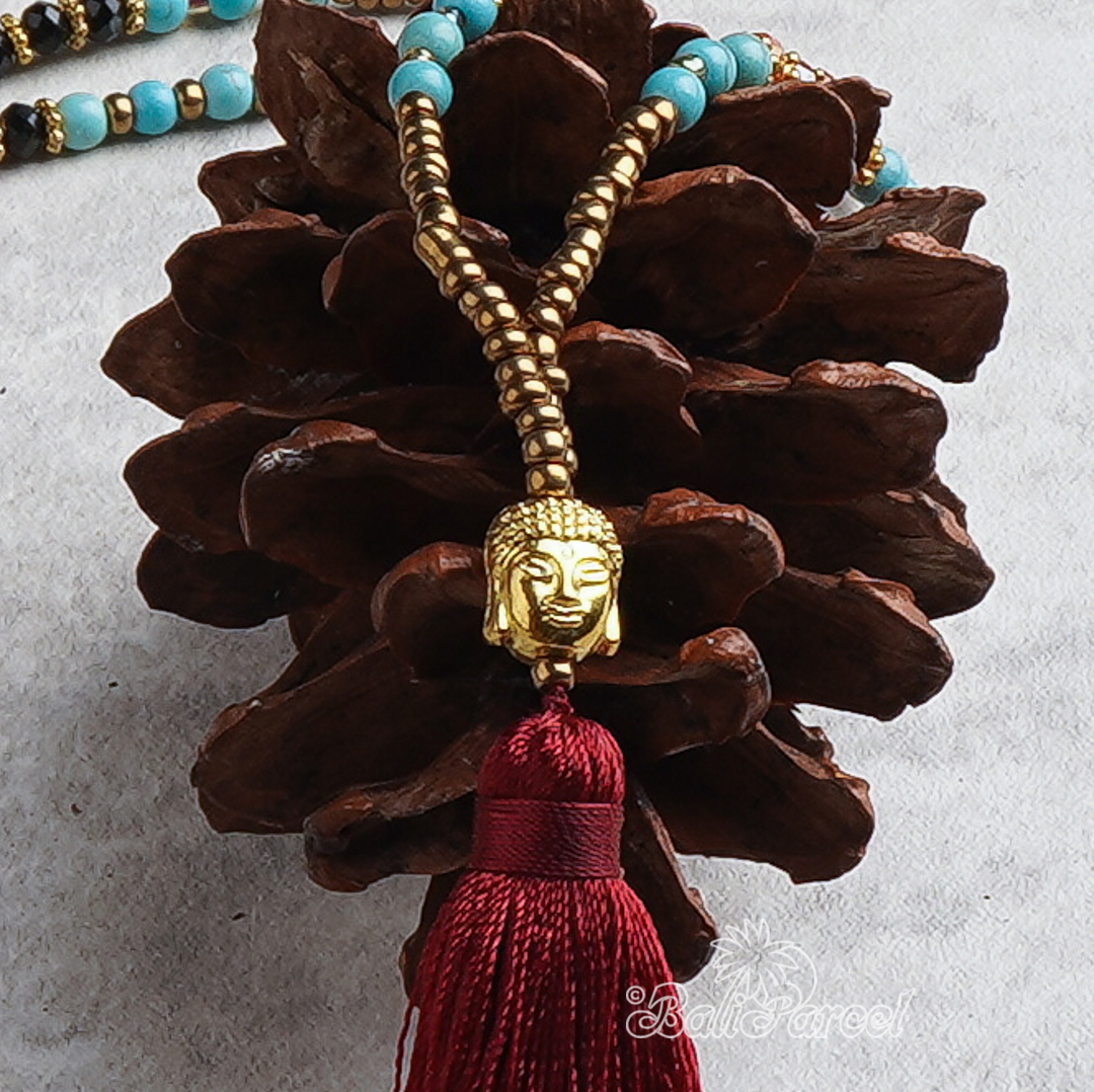 Buddha Beads With Tassel Necklace