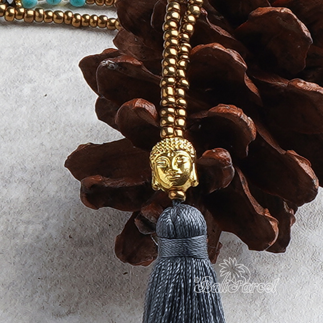 Buddha Beads With Tassel Necklace