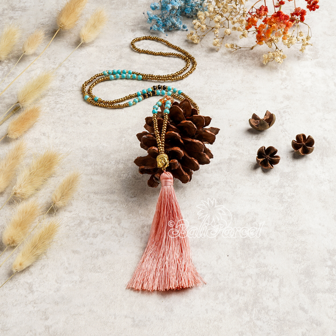 Buddha Beads With Tassel Necklace