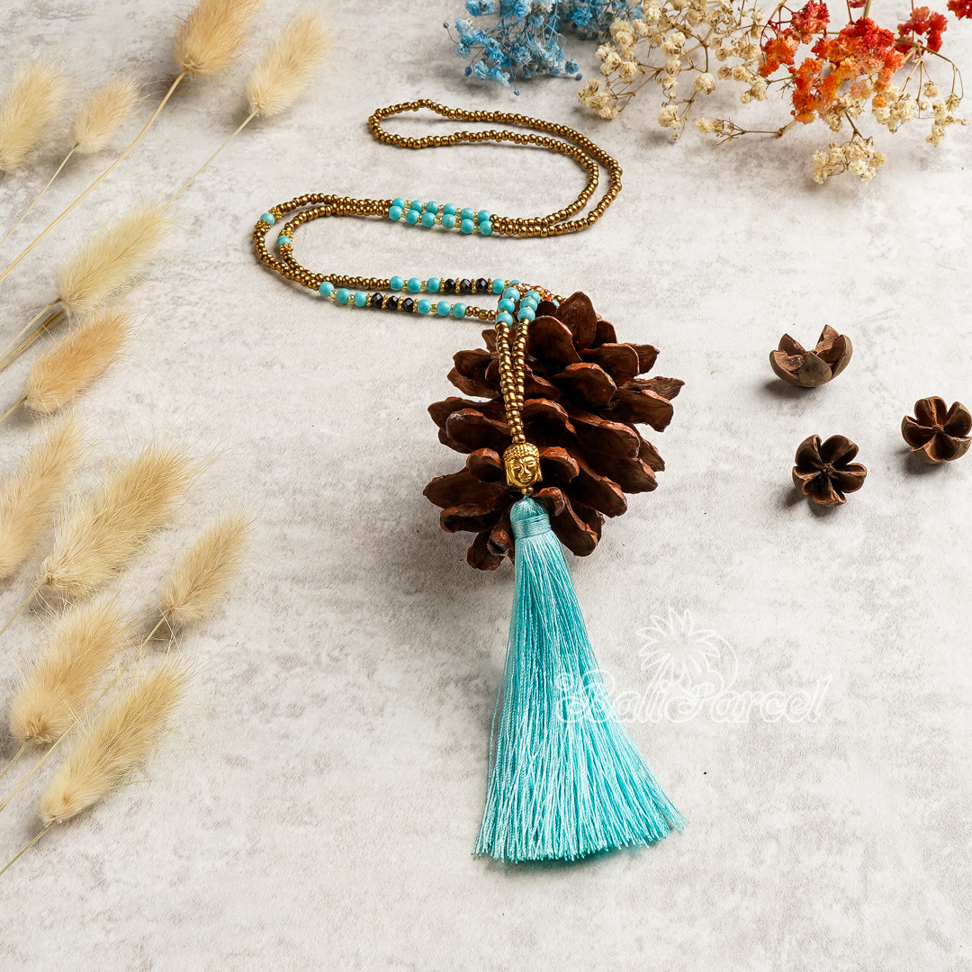 Buddha Beads With Tassel Necklace